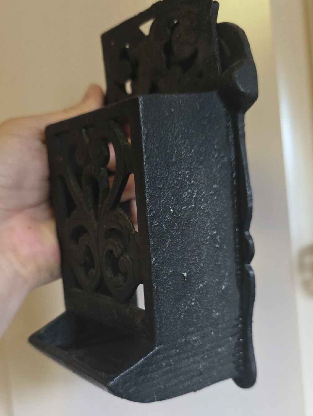 Ornate Black Cast Iron Wall-Mounted Match or Key Holder - Picture 2 of 6
